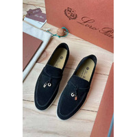 Женские замшевые лоферы Loro Piana Open Walk Premium - Black