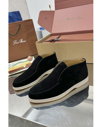 Женские замшевые лоферы Loro Piana premium - Black