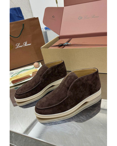 Женские замшевые лоферы Loro Piana premium - Brown