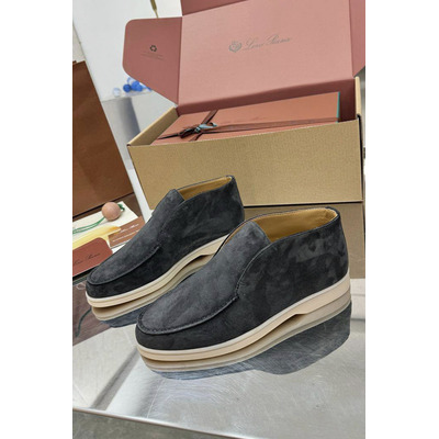 Женские замшевые лоферы Loro Piana premium - Grey