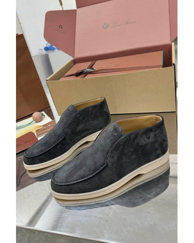 Женские замшевые лоферы Loro Piana premium - Grey