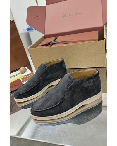 Женские замшевые лоферы Loro Piana premium - Grey