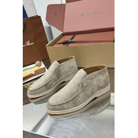 Женские замшевые лоферы Loro Piana premium - Light Grey