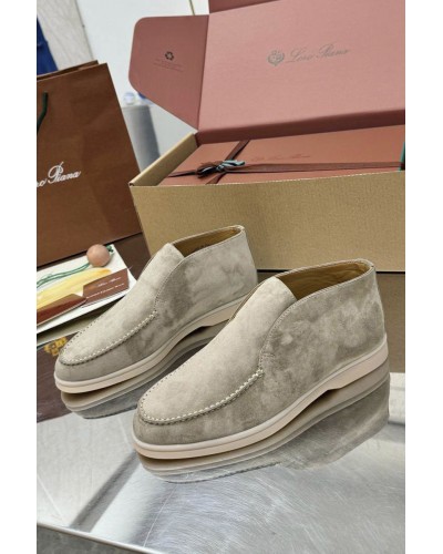 Женские замшевые лоферы Loro Piana premium - Light Grey