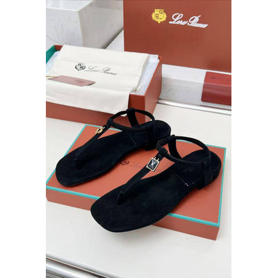 Женские замшевые сандалии Loro Piana Premium - Black