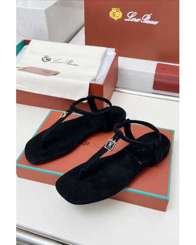 Женские замшевые сандалии Loro Piana Premium - Black
