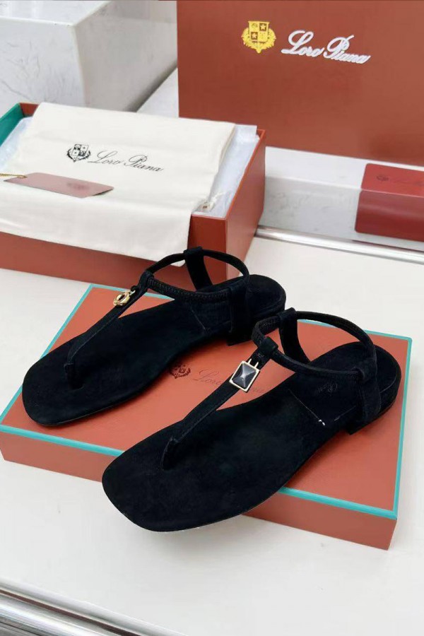 Женские замшевые сандалии Loro Piana Premium - Black