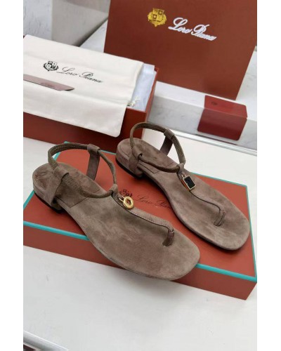 Женские замшевые сандалии Loro Piana Premium - Brown