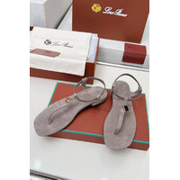 Женские замшевые сандалии Loro Piana Premium - Grey