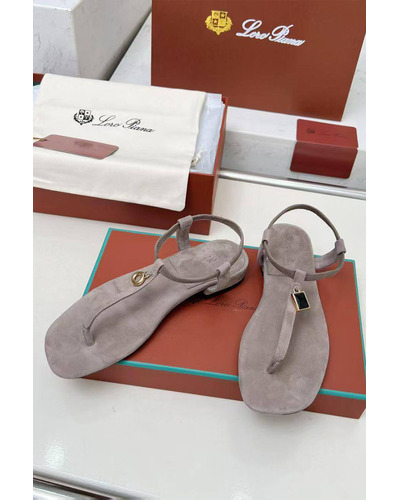 Женские замшевые сандалии Loro Piana Premium - Grey