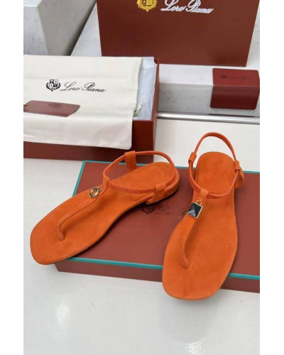 Женские замшевые сандалии Loro Piana Premium - Orange