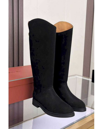 Женские замшевые сапоги Loro Piana premium - Black