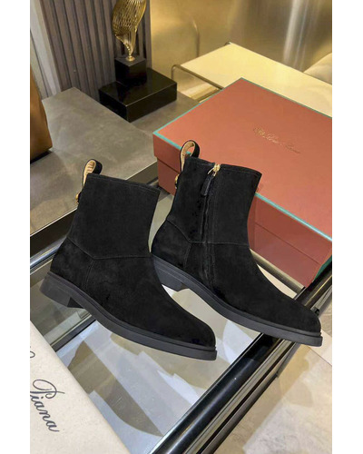 Женские замшевые сапоги Loro Piana premium - Black