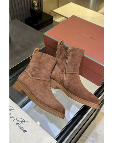 Женские замшевые сапоги Loro Piana premium - Brown