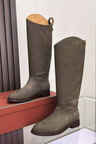 Женские замшевые сапоги Loro Piana premium - Grey