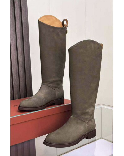 Женские замшевые сапоги Loro Piana premium - Grey