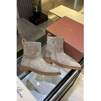 Женские замшевые сапоги Loro Piana premium - Grey