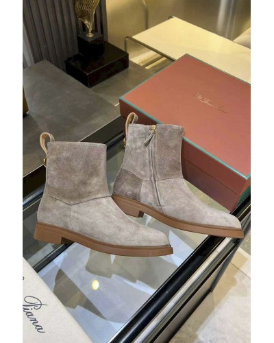 Женские замшевые сапоги Loro Piana premium - Grey