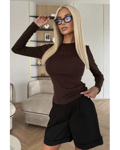 Женский базовый лонгслив Loro Piana Premium - Brown