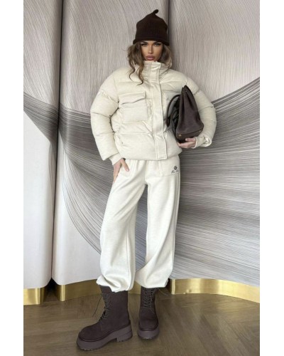 Женский костюм тройка на флисе Loro Piana premium - Beige