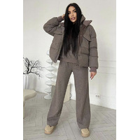 Женский костюм тройка на флисе Loro Piana premium - Brown