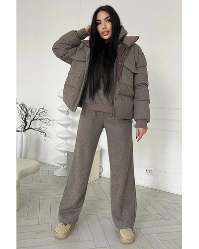 Женский костюм тройка на флисе Loro Piana premium - Brown