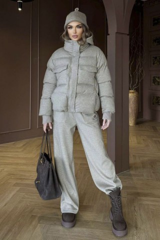 Женский костюм тройка на флисе Loro Piana premium - Beige