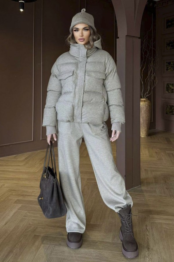 Женский костюм тройка на флисе Loro Piana premium - Beige